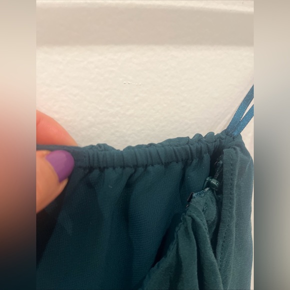 Anthropologie Maeve Green Silk One Shoulder Ruffle Top size 00 - Picture 7 of 9